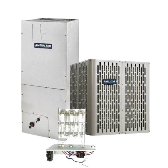Ameristar A5AC4 - 5 Ton - 14.3 SEER2 AC with A5AHC007A1D Air Handler - Single-Stage - Straight Cool System (AC + Electric Heat) - with install