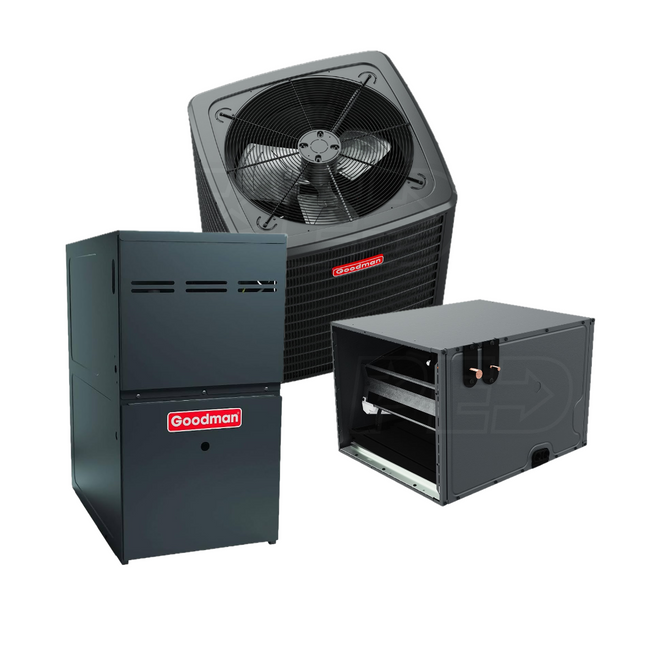 Goodman - 2 - Ton - 17 SEER2 - Two-Stage Cooling - Variable Speed 80% AFUE Furnace - Horizontal Only Gas System with Install | McKinney TX Inventory